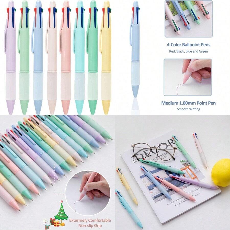 Multicolor Ball Point Pens 4in1 Colored Pens 1.0mm Assorted Inks 4Color Ballpoint Pen (8 Pack) - 彩色 - 查看 1