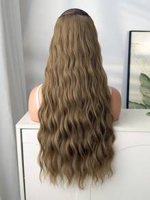 7 lọn tóc nối tổng hợp chịu nhiệt, màu nâu, kiểu sóng nước, dài 24 inch, thích hợp cho phụ nữ và bé gái dự tiệc và sử dụng hàng ngày. - màu nâu - Xem 6