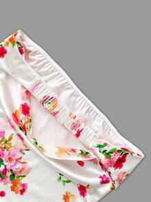 女士街头花园假日优雅性感无肩带露背数码印花连衣裙，修身派对正式鸡尾酒会沙滩波西米亚风连衣裙，春夏秋季白色 - 白色 - 查看 8