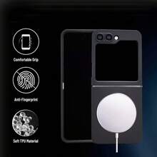 Hadaasi 1pc Multi-Color Magnetic Folding Protective Case Compatible With MagSafe, Luxury Magnetic Solid Color Soft Silicone Full Camera Protection Ultra-Thin Matte Smooth Feeling Flip Cover Phone Case Compatible With Samsung Galaxy Z Flip7/Z Flip6/Z Flip5/Z Flip4/Z Flip3 Waterproof Shockproof Anti-Fall Scratch Resistant - Multicolor - View 5