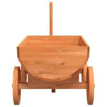 Decorative Wagon Cart Planter Outdoor Solid Wood Fir Garden Trolley With Wheels Drainage Hole 27.6"X16.9"X21.3"