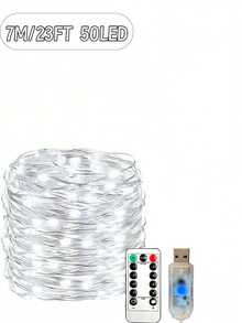 USB Copper Wire Light String -8 Modes, USB Power Supply With Remote Control, String Light Decoration, Suitable For Weddings, Christmas, Bedrooms, Birthdays, Home Decoration -50/100/200/300 LED (Warm White/White/Color)