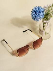 1pc/3pcs Square Frameless Photoshoot Beveled Edged Fashion Glasses