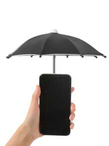 1 件迷你智能手机雨伞，带通用猪形吸盘支架，户外防眩光遮阳伞，采用聚酯纤维材料制成，防雨防晒，手机支架，带通用可调节眩光阻挡，适合户外|节日必备 - 彩色 - 查看 2