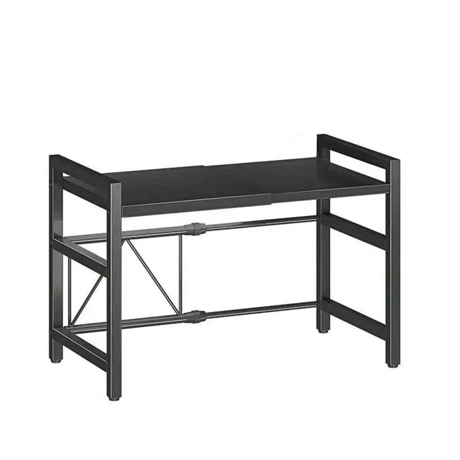 Expandable Microwave Shelf, Height And Length Adjustable Microwave And Rice Cooker Rack, Rust-Resistant Steel Stand For Kitchen Countertop, 66lbs Load - màu đen - Xem 1