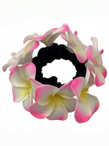1pc New Girls Faux Foam Flower Hair Scrunchie,Hawaii Daisy Flower Elastic Hair Ties, Suitable For Bun, High Ponytail, Ponytail Holders, Hair Elastics, Hair Rubber Bands, Hair Bobbles