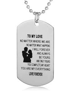 1件独特的纯不锈钢银色吊坠项链，送给母子增进感情的贴心礼物 - 銀色 - 查看 11