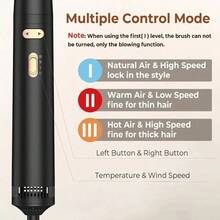 SeeCherish Rotating Hair Dryer Brush,3 In 1 Rotating Hot Air Brush With Detachable Brush(2" & 1.5"),3 Heats And 2 Speeds Rotating Hair Dryer Spinning For Curl,Straight - 查看 6