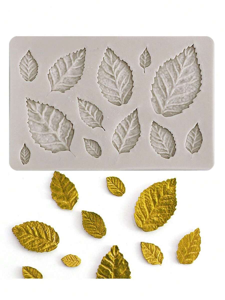 灰色叶形硅胶模具，蜡烛模具，肥皂模具，DIY软粘土环氧树脂装饰模具，手工装饰艺术工具 - 白色 - 查看 1