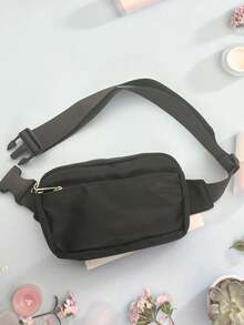 Mochila minimalista de nailon de moda para mujeres/estudiantes, adecuada para diversas actividades al aire libre - Negro - Ver 9