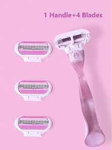 1 个手柄 + 8 个刀片套装女士比基尼手动脱毛工具 3 层不锈钢剃须刀片可更换刀片 - 彩色 - 查看 6