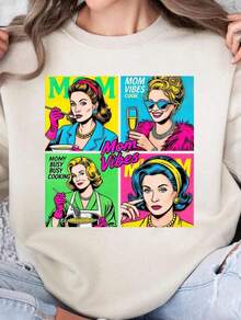 Retro 90s Cool Mom Shirt - Funny Mama Life Tee |   Vintage Tv Show Movie Oversized Aesthetic |   Mother's Day Gift Casual Cotton Short Sleeve Streetwear Women's Topgraphic Tees Men Shirts Streetwear White Shirt Black Shirt - A9 - 查看 1