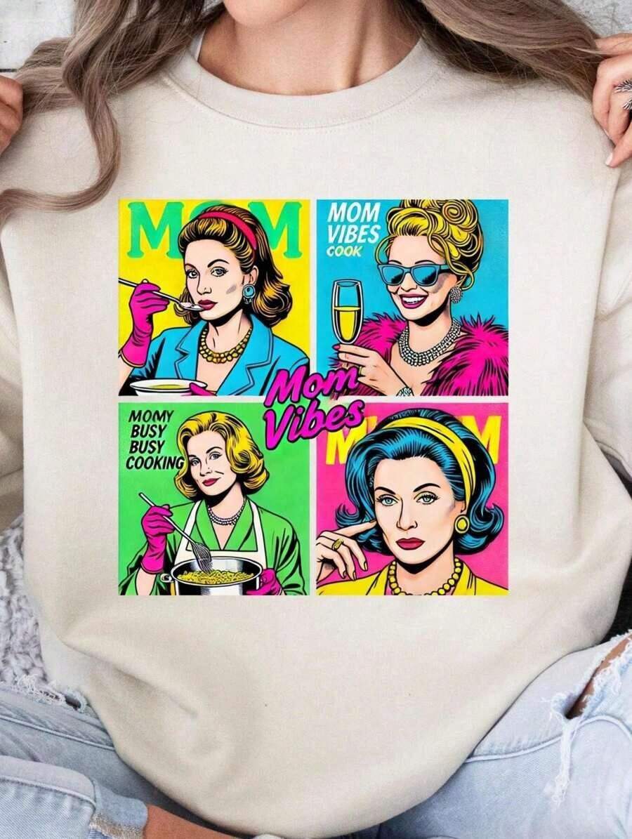 Retro 90s Cool Mom Shirt - Funny Mama Life Tee |   Vintage Tv Show Movie Oversized Aesthetic |   Mother's Day Gift Casual Cotton Short Sleeve Streetwear Women's Topgraphic Tees Men Shirts Streetwear White Shirt Black Shirt - A9 - 查看 1