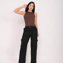 Women's Ribbed Knit Tank Top With Round Neck - Rỉ Nâu - Xem 4