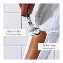 Flamingo Razors For Women, 1 Women' Razor Handle (Chrome), 5 Blade Razor For Women With Aloe And Shea Butter Glide Strips - 1個手柄+1個刀片 - 查看 8