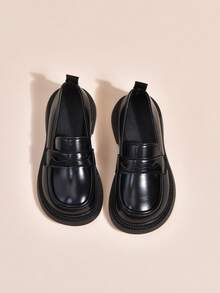 Zapatos escolares tipo Mary Jane para niñas, estilo británico colegial, mocasines, zapatos planos de moda para estudiantes - Negro - Ver 2