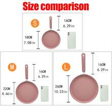 1 buah Wajan Pancake Warna Pink, Wajan Penggorengan Datar Anti Lengket dari Paduan Aluminium, Cocok untuk Kompor Gas & Induksi, untuk Sarapan, Omelet, dan Crepes - Berwarna merah muda - View 3
