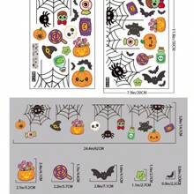 Halloween Decorative Cartoon Spider, Ghost, Pumpkin, Bat Stickers - Static Cling Window And Glass Decals Home Decor Fall Decor Room Decor Autumn Decor