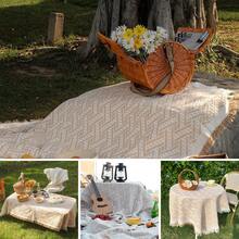 1 件复古传统几何图案沙发地毯毯沙发毛巾毯套适用于室内装饰和户外露营野餐，野餐毯 - 白色 - 查看 10