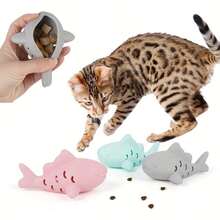 Pet Silicone Fish-Shaped Food Leak Educational Toy Pet Bite Resistance Training Fun Cat And Dog Toy