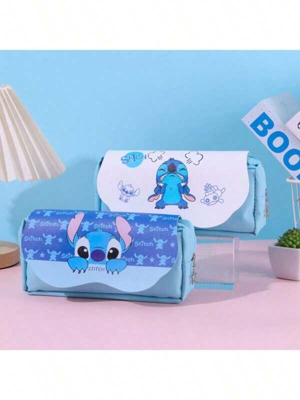 Disney 1pc, Cartoon Anime Cute Disney Co Branded Stitch Stitch Interstellar Baby Style Multi Functional Storage Pen Bag Shoulder Bag Coin Purse, Stitch Pen Bag Stationery Box Pencil Box Primary And Middle School Double Layer Pen Bag Cloud Style Bag For School School Accessories School Stuff