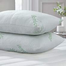 Memory Foam Bamboo Pillows 2 Pack-Soft Bounce Back Bamboo Pillows-Neck & Shoulder Support- 2 Pack Memory Foam Pillows With Bamboo Cover -Twin Pillowpack - 預設 - 查看 4