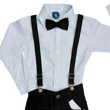 Miguelito Moda Infantil Children's Formal Clothing Page Boy In Assorted Colors With Tie And Suspenders - Long Sleeve Shirt And Trousers For Ages 1 To 16 For Weddings And Grooms. - màu đen - Xem 3