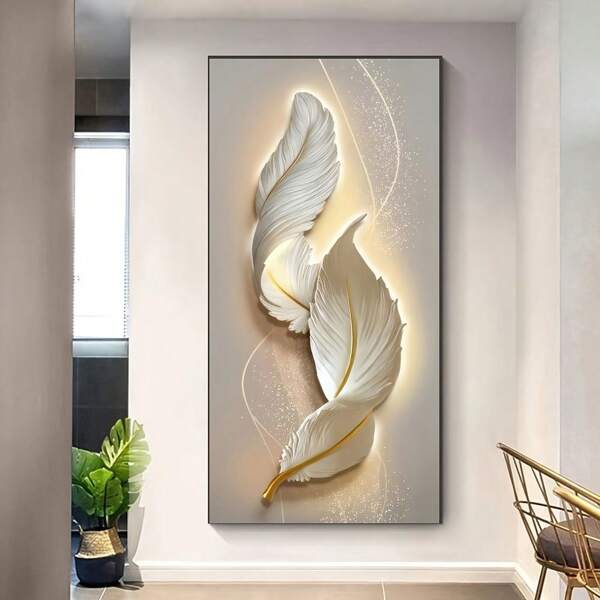 1PC 1pc Of Modern Abstract Feather Wall Art Canvas, Abstract Feather Print Poster, Elegant Home Decoration, Suitable For Living Rooms And Bedrooms, Frameless