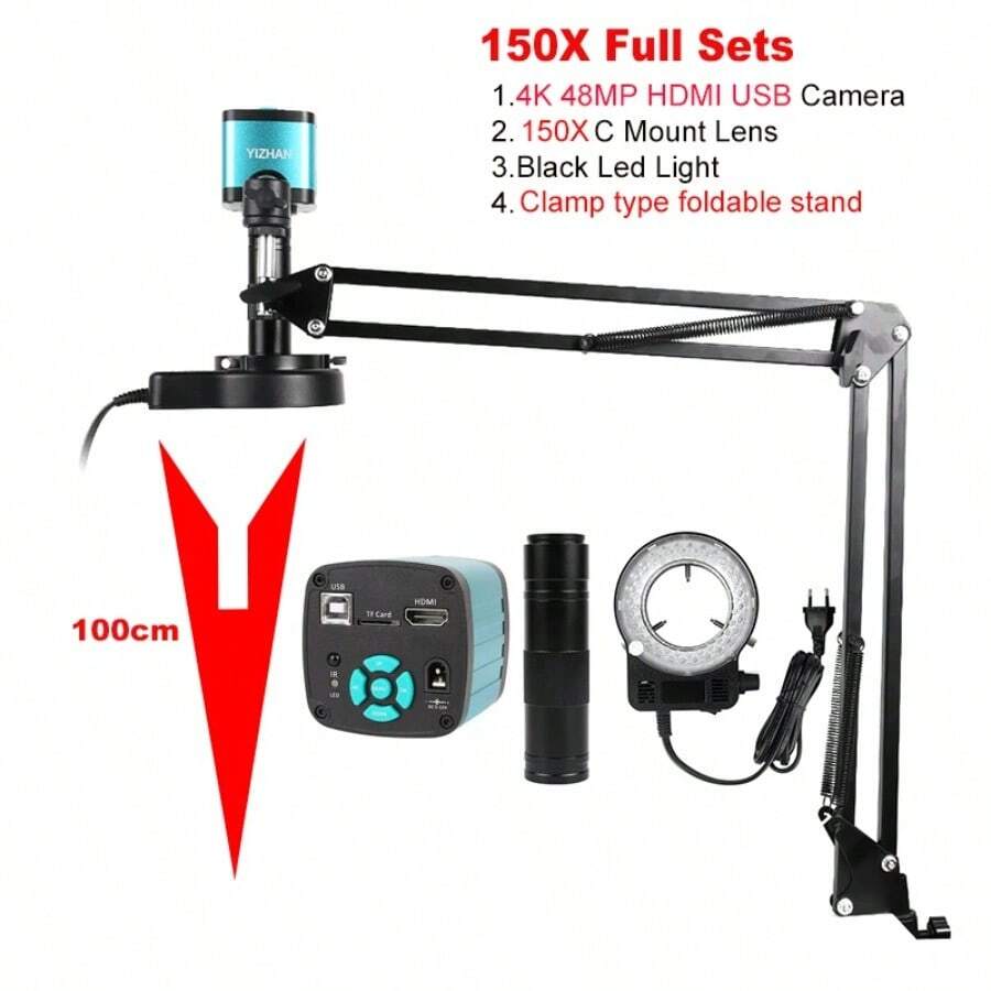 4K 48MP Video Microscope USB Industrial Microscope Camera 1-130X/150X/180X Zoom C Lens For Soldering Repair Image Collectio - 48MP 相機 - 查看 1