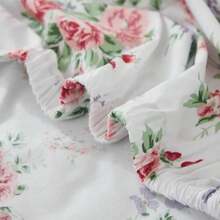 Brandream Pink Floral Crib Bedding Sets For Girls Farmhouse Chic Nursery Bedding Collection, 100% Cotton 3 Pieces - Pink - View 6