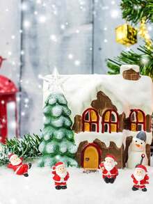 6/12个迷你圣诞老人摆件，树脂圣诞老人微景观桌面摆件，迷你圣诞装饰品，树脂圣诞老人摆件，圣诞迷你装饰品，圣诞老人装饰品，圣诞派对用品（颜色随机），圣诞节 - 彩色 - 查看 3