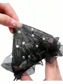 2 piezas Elegante creador de moño de cabello oculto con perla falsa - Redecillas de nailon elásticas reutilizables para ballet, actuación de danza, yoga, pilates y gimnasio, kit de peinado, kit de herramientas para el cabello, artículos escolares, accesorios para el cabello, herramientas de peinado - Multicolor - Ver 6