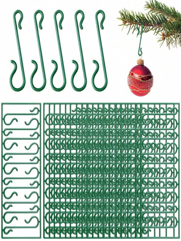 200pcs Plastic Christmas Ornament Hooks - Reusable Green Mini Tree Decoration Hangers For Lights, Balls & More - Perfect For Holiday Decorations, Suitable For Christmas, Easter, Christmas Party Decorations Home Decor Christmas Decorations Room Decor Winter