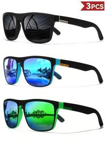 Dreamy Cool Classic Polarized Square Fashion Glasses, Suitable For Boy And Girl, Outdoor Sports Party Vacation Travel Driving Fishing Supplies Photo Props