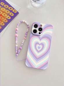 1 个紫色 TPU 彩绘心形图案防震全保护手机壳和 1 个紫色和粉色心形软粘土腕带，兼容 /配套手机壳/趣味手机壳/Android 手机/OPPO/Galaxy A51 4G/Galaxy A52/A52s 5G/Galaxy S23 Ultra/Galaxy A13 4G/Galaxy A12/Galaxy S22 Ultra/OPPO A54/Galaxy A54/Apple 16 Pro Max/Galaxy A04E/Galaxy A05S/Galaxy A34/Galaxy S24 Ultra 5G/Redmi Note 13/Galaxy A14/Galaxy A32 4G 防水防摔防刮 - 彩色 - 查看 3