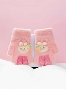 1 Pair Kids Gloves, Warm Thermal Lined Cute Rabbit Design Finger Gloves For Boys And Girls, Suitable For Outdoor Play, Fits Ages 2-5 - Bunny Fruit Gloves - View 14