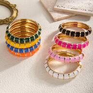 1 stuk Retro Chic Multicolor Druppelvormige Elastische Bangle, Geschikt voor Dagelijks Gebruik