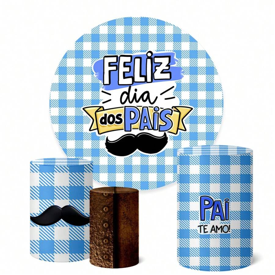 Trio Capas Cilindro + Painel Redondo Sublimado 1,50m Dia Dos Pais - Dia dos Pais K1PAI0022 - Visão 1