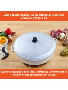 11.6Qt Cast Aluminum Caldero Large Cooking Capacity Durable And Reliable Traditional Design Culinary Ptability Versatile Essential Perfect For Cooking Rice Simmering Soups Beans Sauces Stews Oven-Safe Without Lid Even Heat Distribution