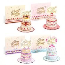 1pc 3D Pop-Up Happy Birthday Card With Cake Decor, Personalized English Greetings, Suitable For Women, Men, Mom, Wife, Husband, Boy, Girl On Special Occasions Birthday Decoration Postcard, School Supplies, Back To School - 3D Cake Greeting Card - View 5