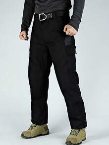 3Pack Men's Solid & Camo Print Pockets Zipper Waterproof Tactical Cargo Pants Without Belt, Regular Fit Sporty Pockets Durability Trousers For Fall, Wear-Resistant Outdoor Training Pant For Men - Kaki + Xanh lá + Đen - Xem 4
