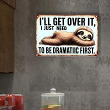 1pc Funny Sloth Metal Sign - Iron Wall Art, Suitable For Home, Bar, Cafe, Garage - No Power Needed, Featherless, Great For Kitchen, Bathroom, Bedroom, Farmhouse Decor - Unique Party Decoration Gift, Random Hole Style - Multicolor - View 6