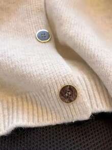 Apricot Loose Soft Vintage Style Unique Collar Design Knit Sweater, Suitable For Spring, Autumn, Winter - Apricot - View 4