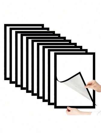 5 件磁性相框 A4 海报封面相框可重复使用金色/银色/黑色展示架挂钩适用于墙壁装饰