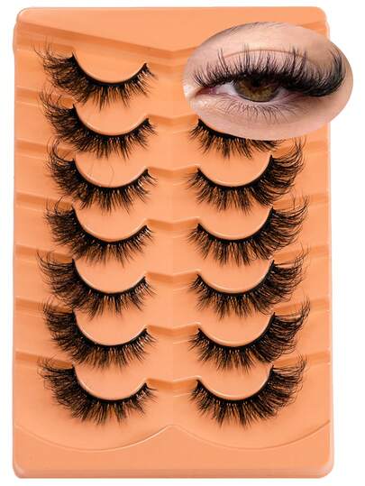 New 3D Cat's Eye Eyelashes - 7 Pairs Of False Eyelashes, Thick Eyelashes For Natural Makeup, Imitation Mink Hair 5D Fluffy Strip False Eyelashes Strip Lashes,Lashes,Eyelashes,Fake Lashes
