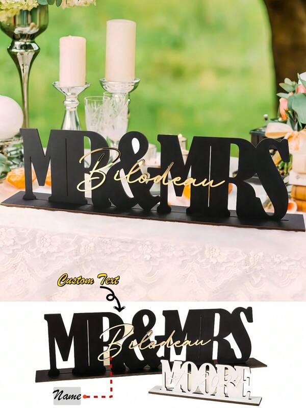 Custom Wedding Tabletop Ornament - Exclusive Personalized Wooden Decoration For Head Table, Four Sizes Available, Cherish The Memories - Wedding, Anniversary Gift - Elegant Logo For Bride And Groom, Stylish, Modern, Customized, Personalized, Unique, Ideal Gift For Him