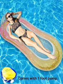 1 pieza Piscina inflable para exteriores, especial de verano, cama flotante inflable, estilo estrella con lentejuelas, piscina, playa, fiesta en la playa, actividad, flotador inflable