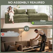 Modern Minimalist Modular Sectional Sofa, Upholstered Cloud Couch With Deep Seats, Right Facing Chaise For Living Room-Green - Green - View 6