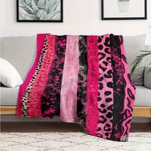 Ultra-Soft Cheetah Pink Flannel Throw Blanket - Versatile & Warm For Bed, Sofa, Car Travel | Machine Washable, All-Season Comfort, HKStorage - 彩色 - 查看 4