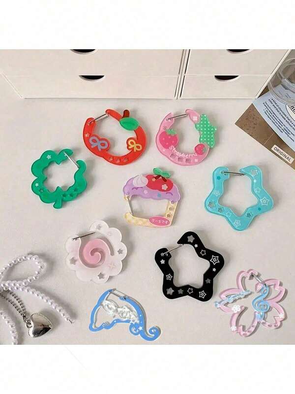 14 Styles Acrylic Mountaineering Buckle Creative Keychain Accessories Pendant Diy Bag Pendant Storage Pendant Mobile Phone Case Pendant Doll Pendant Buckle